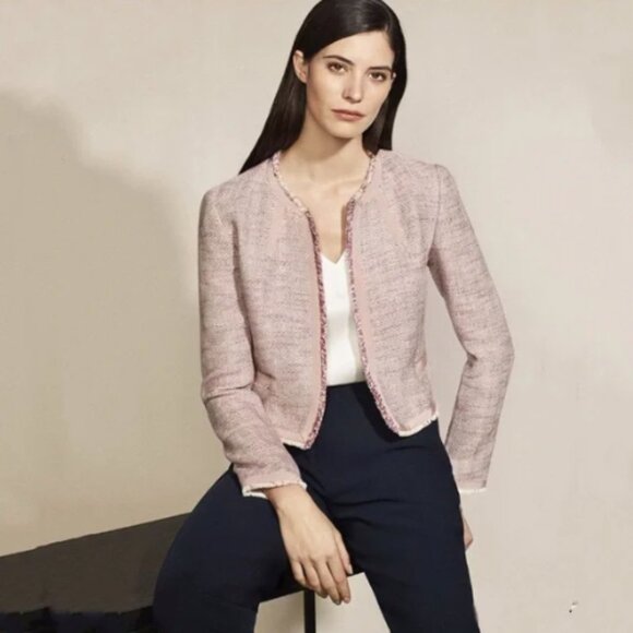 The Fold NWT Glenwood Jacket Pink Italian Tweed Blazer Womens 14 Quiet Luxury - Picture 1 of 15